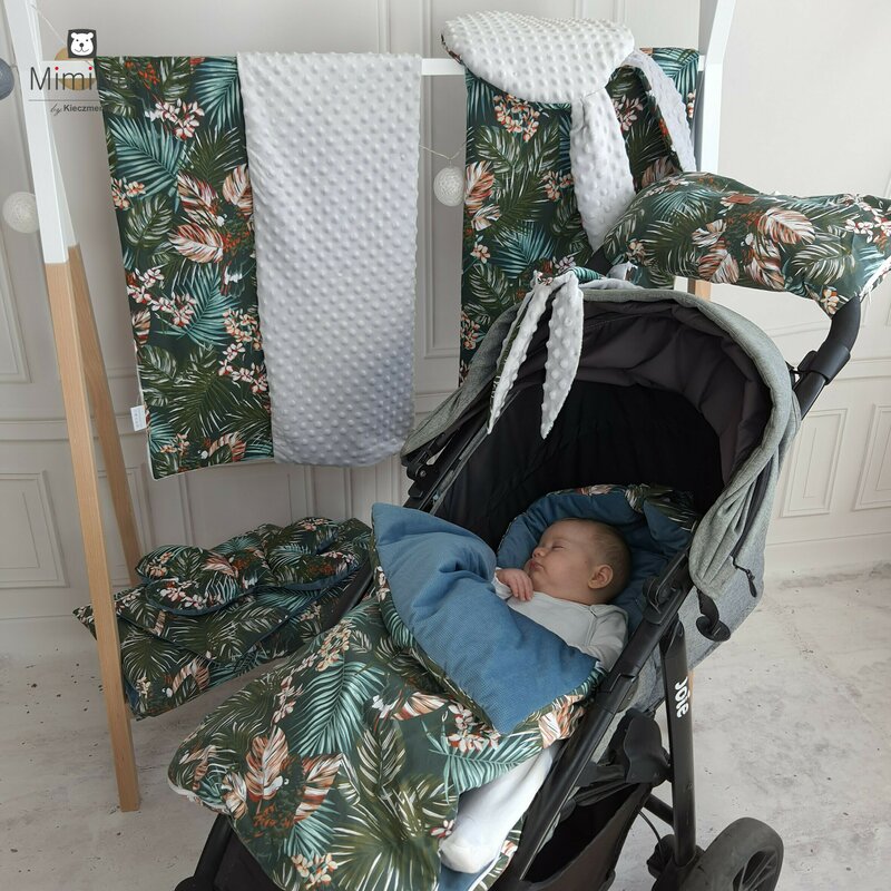 Sac de iarnă impermeabil cu fermoar și glugă, 94x45 cm, MimiNu, Forest friends Mint/Velvet Grey - Image 7