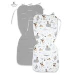 Saltea pentru cărucior, reversibilă, 78 x 34 cm, din catifea și bumbac, MimiNu, Forest Friends Beige/Gray