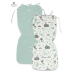 Saltea pentru cărucior, reversibilă, 78 x 34 cm, din catifea și bumbac, MimiNu, Forest Friends Mint/Cold Mint