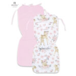 Saltea pentru cărucior, reversibilă, 78 x 34 cm, din catifea și bumbac, MimiNu, Sweet Deer Pink/Pink