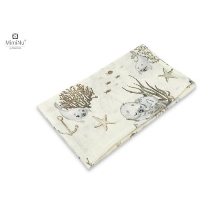 Scutec tetra, din bumbac, refolosibil, cu multiple întrebuințări, 70x80 cm, MimiNu, Seal Beige