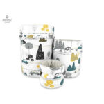 Set 3 cutii depozitare rotunde, dimensiuni 50x35 cm, 35x30 cm, 19x23 cm, MimiNu, Childrens Journey Grey