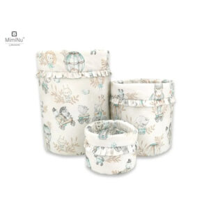 Set 3 cutii depozitare rotunde, dimensiuni 50x35 cm, 35x30 cm, 19x23 cm, MimiNu, Zoo on Bikes Nugat