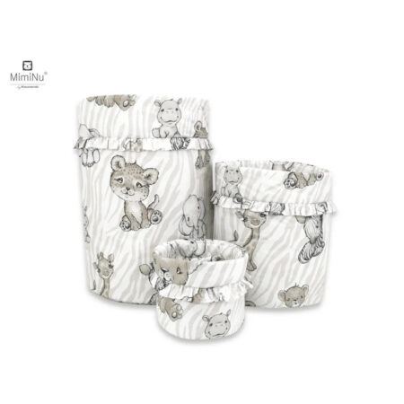 Set 3 cutii depozitare rotunde, dimensiuni 50x35 cm, 35x30 cm, 19x23 cm, MimiNu, Safari Beige