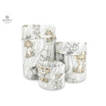 Set 3 cutii depozitare rotunde, dimensiuni 50x35 cm, 35x30 cm, 19x23 cm, MimiNu, Safari Natural