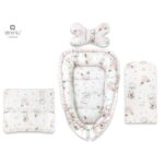 Set babynest 4 piese cu păturică, salteluță și pernă, Colecția Royal, MimiNu, Powdery Pink Ballerina