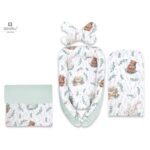 Set babynest 4 piese cu păturică, salteluță și pernă, Colecția Royal, MimiNu, Lulu Natural