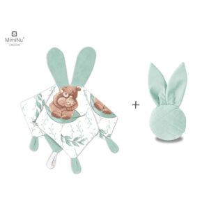 Set jucărie de pluș+ Jucărie zornăitoare Mini Bunny, MimiNu, Lulu Natural/Mentă