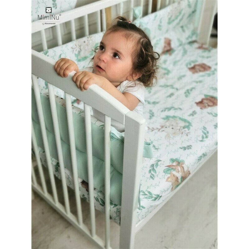 Lenjerie pătuț cu 5 piese, pentru pat 120x60 cm, cu pilotă și pernă, MimiNu, Lulu Natural - Image 4