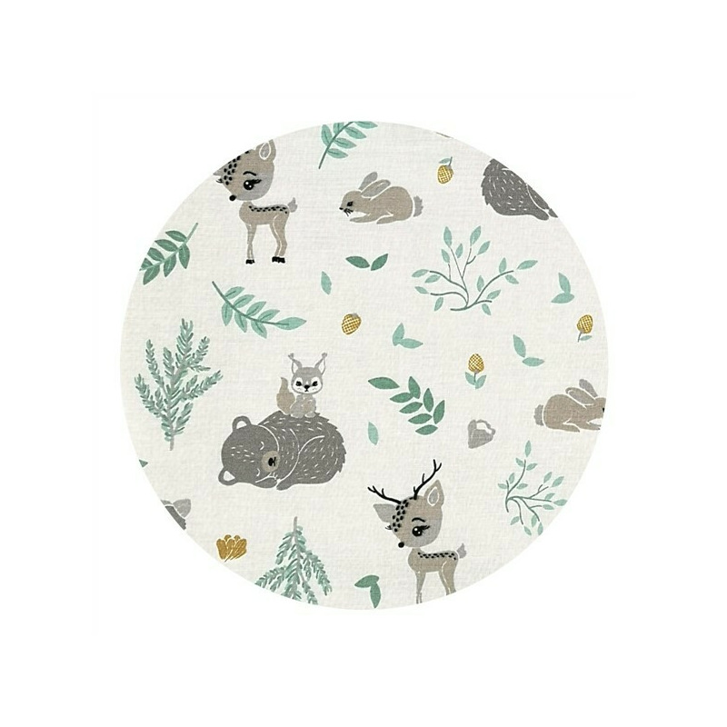 Lenjerie pătuț cu 6 piese pentru pat 120×60 cm, cu pilotă și pernă, apărători laterale, Bumbac, MimiNu, Forest Friends Mint - Image 6
