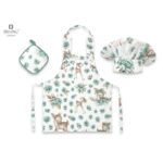 Set micuțul bucătar cu șorț, bonetă reglabilă și prosop bucătărie, Bumbac, +3 ani, MimiNu, Sweet Deer Mint