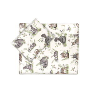 Set pentru cărucior cu pernuță și păturică cu husă detașabilă, MimiNu, Calm Forest Natural