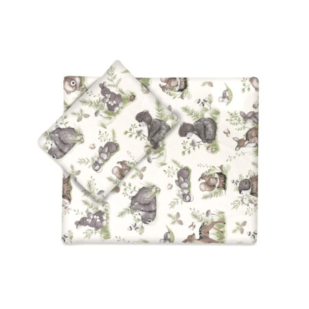 Set pentru cărucior cu pernuță și păturică cu husă detașabilă, MimiNu, Calm Forest Natural