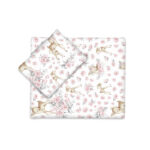 Set pentru cărucior cu pernuță și păturică cu husă detașabilă, MimiNu, Sweet deer Pink