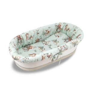Set pentru landou/coșuleț cu protecție, saltea și pernă, Bumbac, MimiNu, Let's Go Natural