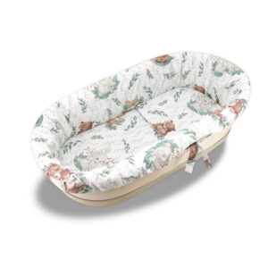 Set pentru landou/coșuleț cu protecție, saltea și pernă, Bumbac, MimiNu, Lulu Natural