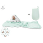 Set prosop de baie cu glugă și Mănușă, 100x100 cm, MimiNu, Sweet Deer Pink, Lulu Natural
