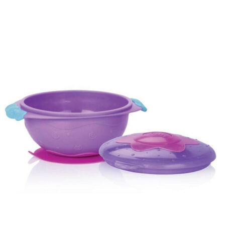 Bol cu ventuză și capac, 300 ml, Nuby, Cu ventuza si capac, 9 luni+, 300 ml, Mov