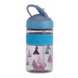 Cană cu pai 2 în 1 încorporat din tritan, 360 ml, Nuby, Albastru