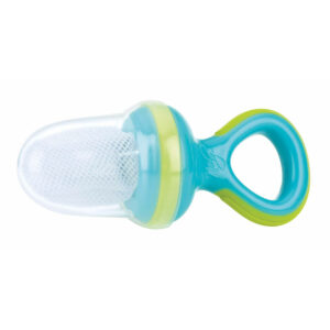 Dispozitiv de hrănire pentru fructe și legume cu capac de protecție, 6+ luni, Nuby, Albastru/Verde