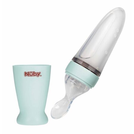 Lingurită cu rezervor, din silicon, 90 ml, 3 luni+, Nuby, Verde