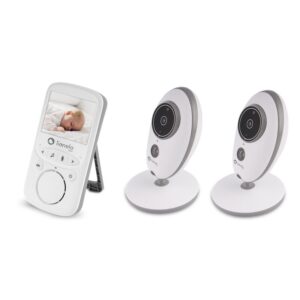 Video monitor, cu doua camere, wireless, cu melodii si comunicare, 24 h fara incarcare, Lionelo, Babyline 5.1, Alb