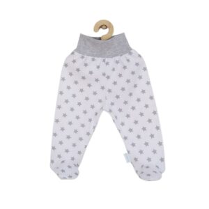 Pantalonași cu botoșei, 56 cm, din bumbac, New Baby, Classic II Gri cu steluțe