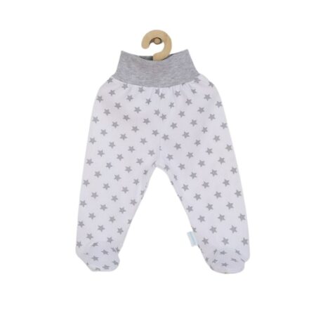 Pantalonași cu botoșei, 56 cm, din bumbac, New Baby, Classic II Gri cu steluțe