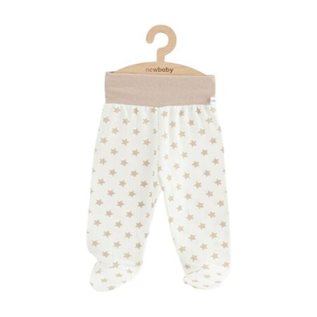 Pantalonași cu botoșei, din bumbac,New Baby, Classic II Beige Stars