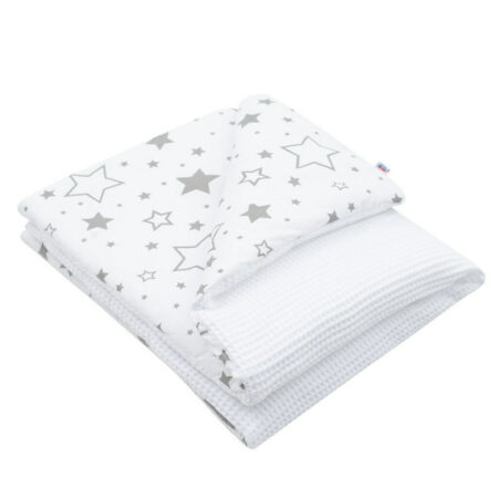 Păturică cu 2 fețe, 80x102 cm, New Baby, Waffle white stars