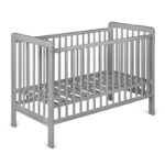 Pătuț din lemn bebe, 120x60 cm, cu suport pentru saltea reglabil, YappyKids, YappyUno, Gri