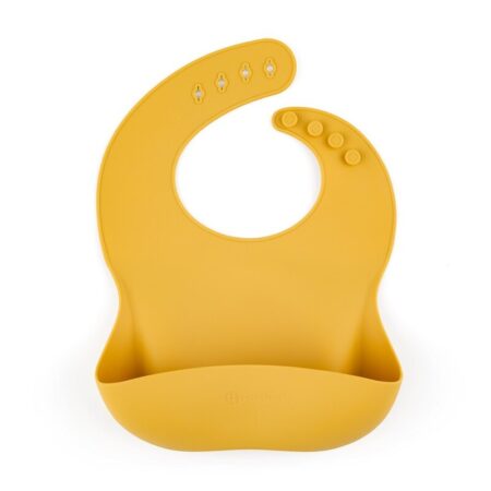 Baveta reglabilă din silicon cu buzunar colector, Petite&Mars, Galben