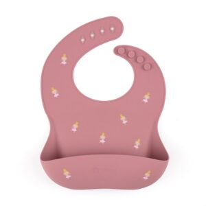 Bavetă reglabilă din silicon cu buzunar colector, Petite&Mars, Model printese, Roz