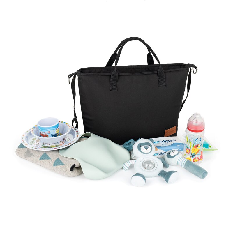 Geantă pentru mămici, impermeabilă, cu 4 compartimente, Petite&Mars, Negru - Image 2