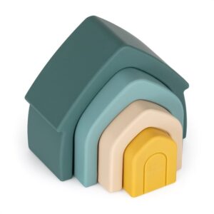 Jucărie pentru stivuire, Silicon, Petite&Mars, Căsuță, Verde