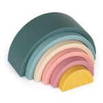 Jucărie pentru stivuire, Silicon, Petite&Mars, Curcubeu, Verde