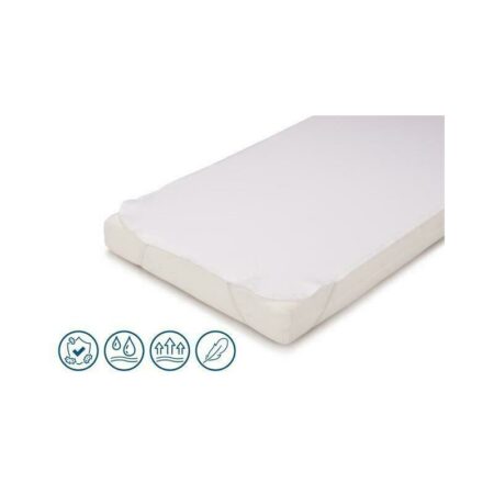 Protecție impermeabilă cu benzi elastice pentru saltea 120x60 cm, Petite&Mars, Alb