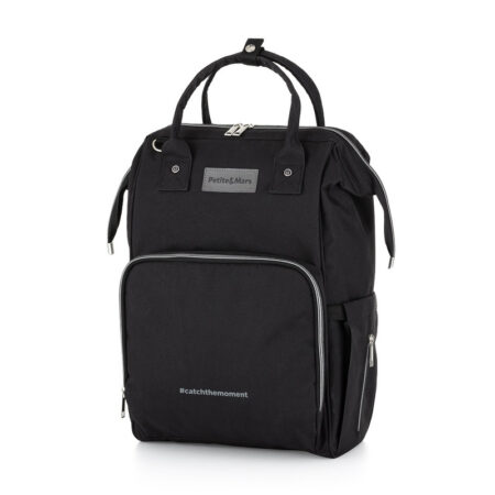 Rucsac pentru mămici, 11 compartimente, buzunare termice, Saltea inclusă, Petite&Mars, Jack, Black