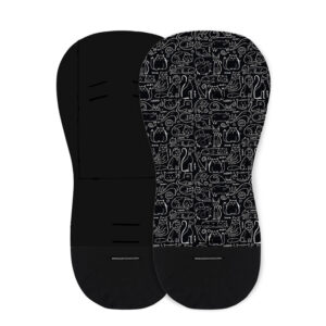 Inserție cărucior din spumă cu memorie, 86×42 cm, Petite&Mars, Pisici, Negru