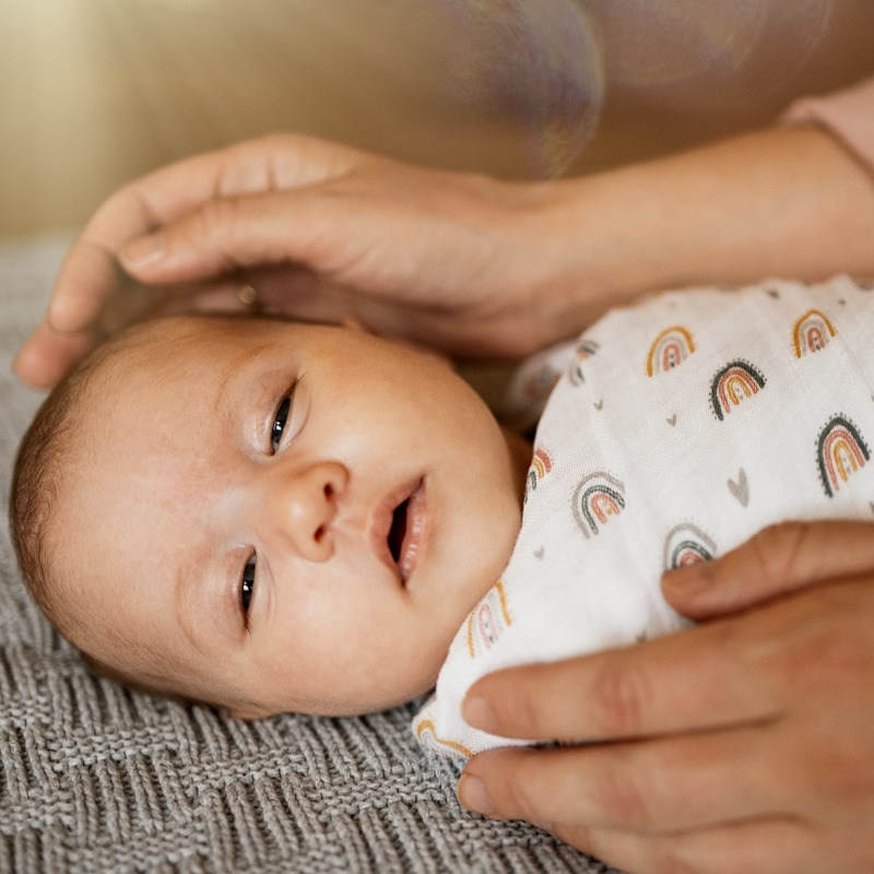 Set scutece 3 piese din muselină de bambus, 68 x 68 cm, Petite&Mars, Moussy Rose Rainbow, Multicolor - Image 7