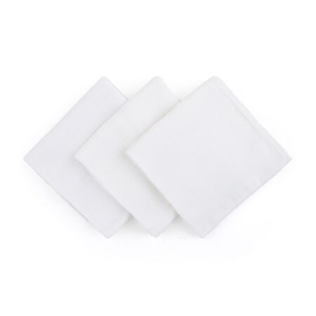 Set scutece 3 piese din muselină de bambus, 68 x 68 cm, Petite&Mars, Moussy Total White, Alb