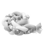 Protecție laterală pentru pătuț, 225 cm, tip bumper împletit, Bumbac, New Baby, Grey with clouds
