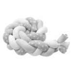 Protecție laterală pentru pătuț, 225 cm, tip bumper împletit, Bumbac, New Baby, Stars grey/white