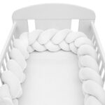 Protecție laterală tip bumper împletit, 210 cm, Muselină, New Baby, White