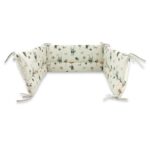 Apărătoare laterale pentru pătuț cu panglici, Bumbac, 180x30, Qmini Fox and Rabbit Bej