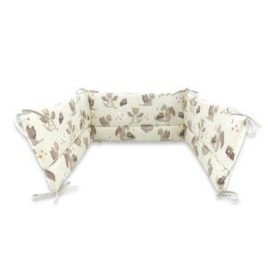 Apărătoare laterale pentru pătuț cu panglici, 210x30 cm, Bumbac, Qmini, Dragons Bej