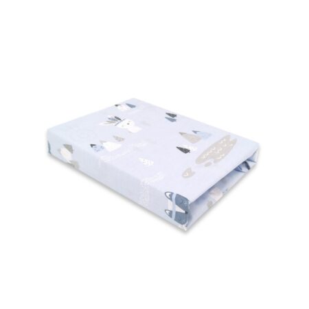 Cearceaf cu elastic, Qmini, 120X60 cm, Indian Albastru