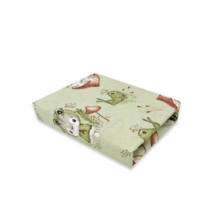 Cearceaf cu elastic, Qmini, pentru landou, cărucior și coșulet, 80x35 cm, Frogs