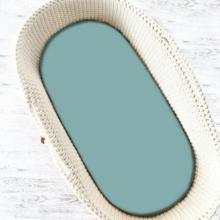 Cearceaf cu elastic, Qmini, pentru landou, cărucior și coșulet, 80x35 cm, Mentă