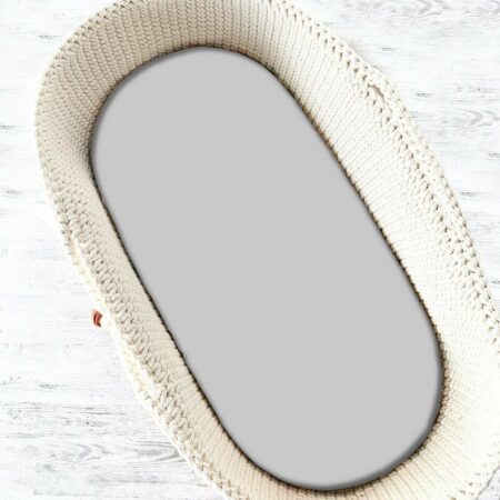 Cearceaf cu elastic, Qmini, pentru landou, cărucior și coșulet, 80x35 cm, Gri